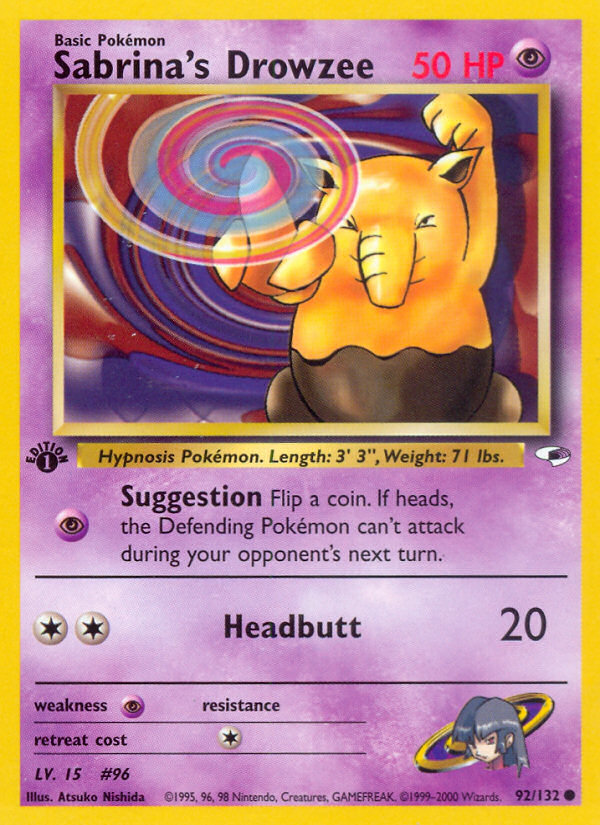 Sabrina's Drowzee 092/132 from Pokemon TCG Gym Heroes
