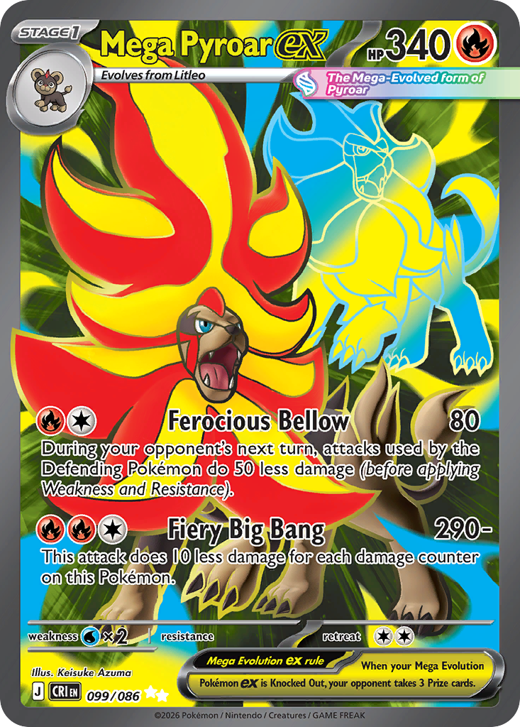 Mega Pyroar ex 099/086 from Pokemon TCG Chaos Rising
