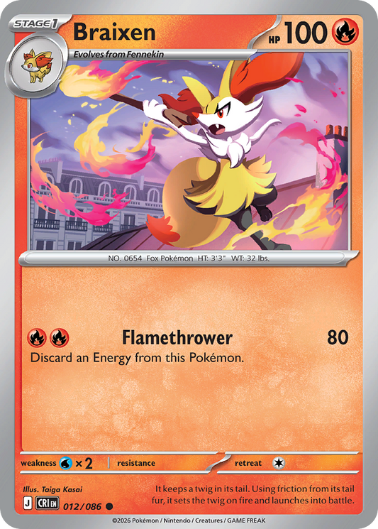 Braixen 012/086 from Pokemon TCG Chaos Rising