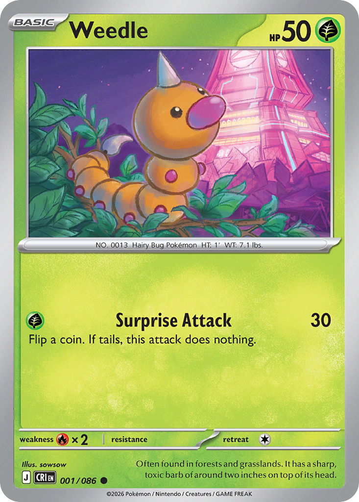 Weedle 001/086 from Pokemon TCG Chaos Rising