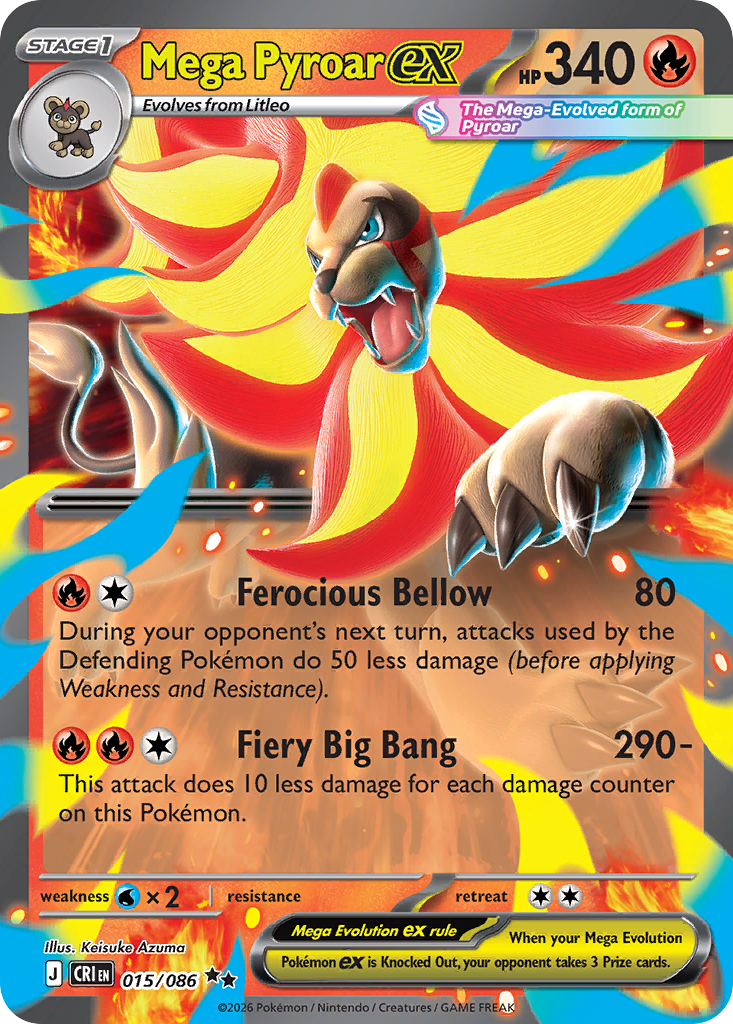 Mega Pyroar ex 015/086 from Pokemon TCG Chaos Rising