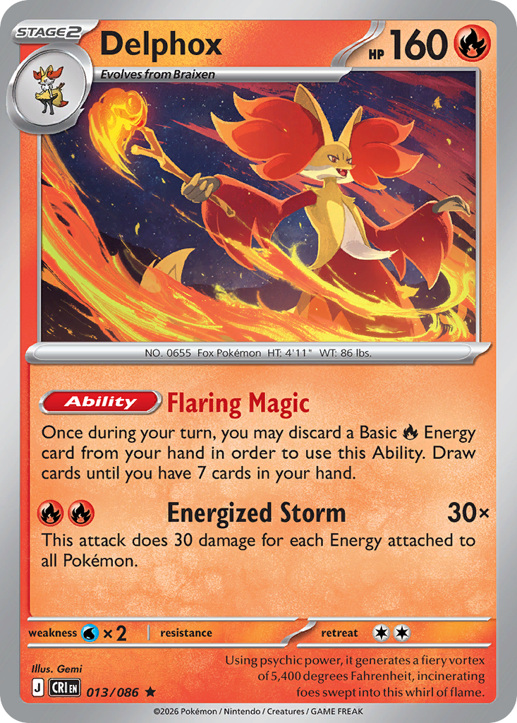 Delphox 013/086 from Pokemon TCG Chaos Rising