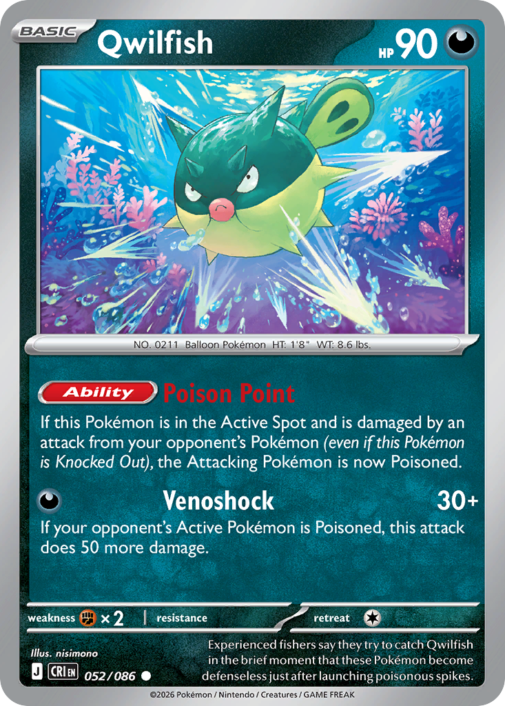 Qwilfish 052/086 from Pokemon TCG Chaos Rising