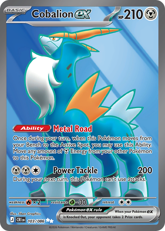Cobalion ex 103/086 from Pokemon TCG Chaos Rising